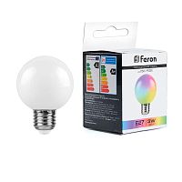 Лампа светодиодная 3Вт 230В E27 RGB G60 LB-371 матов. плавная сменая цвета FERON 38115