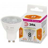 Лампа светодиодная STD LED Lense MR16-8W-827-GU10 GU10 8Вт линзованная софит тепл. бел. свет | Код. Б0054941 | ЭРА
