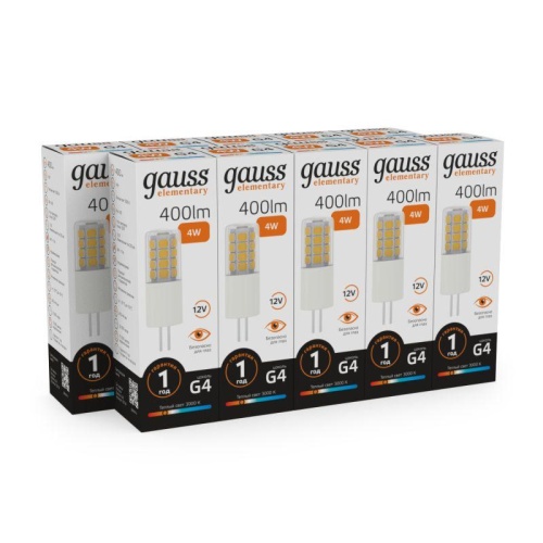 Лампа светодиодная LED 4 Вт 400 лм 3000К капсула теплый G4 AC/DC 12В керамическая низковольтная Elementary Gauss | код 10714 | Gauss фото 7