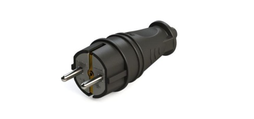 Вилка MultiSet 2К+З 16А/250В IP44 прямая каучуковая черн. | код MST4001BK | Systeme Electric