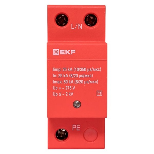 Устройство защиты от импульсных перенапряжений класс 1 Iimp 25кА (10/350мкс) 1P | код spd-t1-1p | EKF фото 3