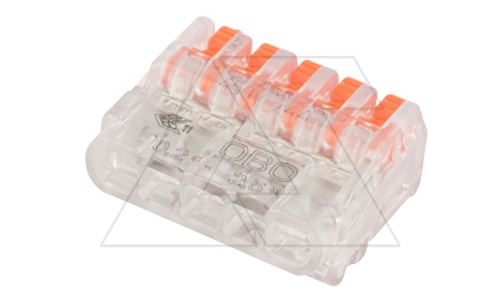 Клемма 61 525 FL универсальная, 5 контактов 0,2...2,5мм?, 24А, 450V, (уп. 4шт), поликарбонат | код 2054534 | OBO Bettermann