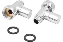 Комплект вентилей для полотенцесушителя прямой г/ш 1'х3/4' с круглой ручкой хром | код 4627201606327 | ДВИН