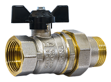 Кран шаровой со сгоном Ду15 1/2' ВН белая ручка бабочка | код LD 47.306.15 W | LD Pride