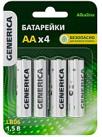 Элемент питания алкалиновый AA/LR6 Alkaline (блист.4шт) | код ABT-LR06-ST-L04-G | GENERICA