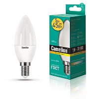Лампа светодиодная LED5-C35/830/E14 5Вт свеча 3000К тепл. бел. E14 390лм 220-240В Camelion 12031