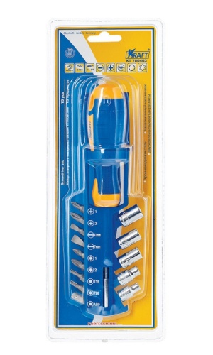 Набор отвертка с насадками битами и головками 15 пр. | код KT 700403 | KRAFT