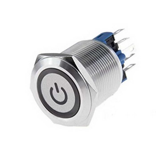 Кнопка антивандальная с подсветкой RUICHI DS-312 off-(on), никелированная латунь | код 86785 | Ruichi