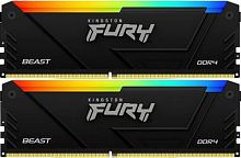 Память DDR4 2x32GB 3600MHz Kingston KF436C18BB2AK2/64 Fury Beast Black RGB RTL Gaming PC4-28800 CL18 DIMM 288-pin 1.35В dual rank с радиатором Ret | код 2000390 | Kingston