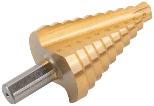 Сверло ступенчатое HSS по металлу, 10 ступеней 9-12-15-18-21-24-27-30-33-36 мм | код 36385М | FIT фото 5