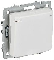 BRITE Розетка 1-местная с заземлением с защитными шторками и крышкой 16А IP44 РСбш10-3-44-БрАБ арктический белый IEK | код BR-R16-16-44-K91 | IEK