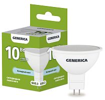Лампа светодиодная MR16 софит 10Вт 230В 6500К GU5.3 GENERICA | код LL-MR16-10-230-65-GU5-G | IEK