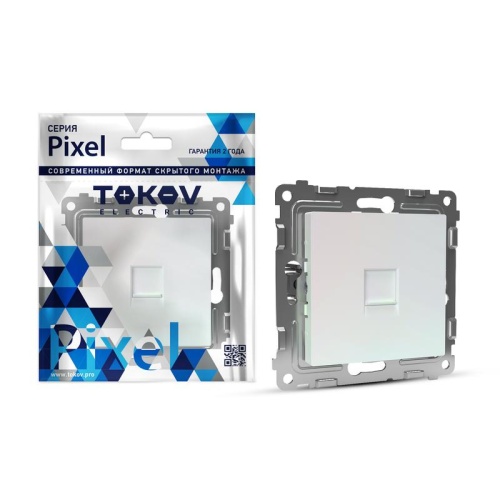 Розетка компьютерная 1-м СП Pixel RJ45 кат.5E механизм перламутр. | код TKE-PX-RC1-C04 | TOKOV ELECTRIC