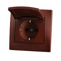 Мира Розетка с заземлением с крышкой керамика вишня | код 701-0601-123 | LEZARD