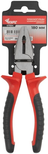 Плоскогубцы комбинированные "Оптима" 180мм двухцветные обрезиненные ручки полированная сталь КУРС 47554 фото 3 Плоскогубцы комбинированные "Оптима" 180мм двухцветные обрезиненные ручки полированная сталь КУРС 47554 фото 3