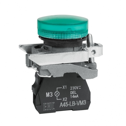 Сигнальная лампа OptiSignal D22 C4-L-M3 зеленая металл 230-240VAC XB4BVM3 | код 332174 | КЭАЗ
