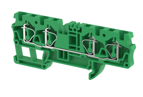 Клемма проходная пружинная 4 мм2 на 4 подключения, зеленая SQ4-2X2-GREEN | код 2103060003 | Elmex