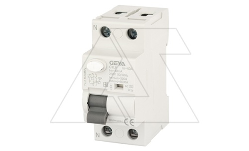 УЗО GYL9-2P-40A-30mA, 2P, 40A, 6 kA, 30mA, тип A, 2M | код GYL92P40A30 | GEYA
