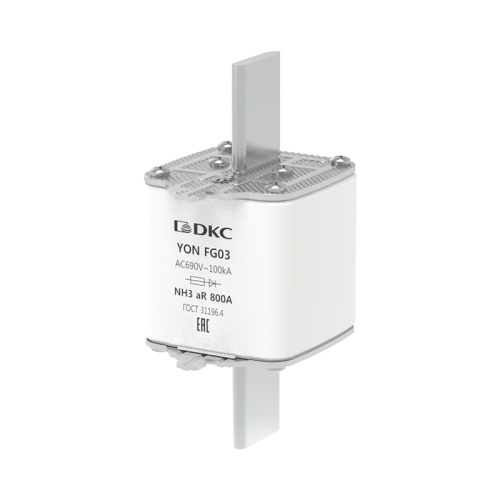 Предохранитель YON ножевого типа FG3 800А 690V характеристика aR | код 1FG03-0800-690V-AR | DKC