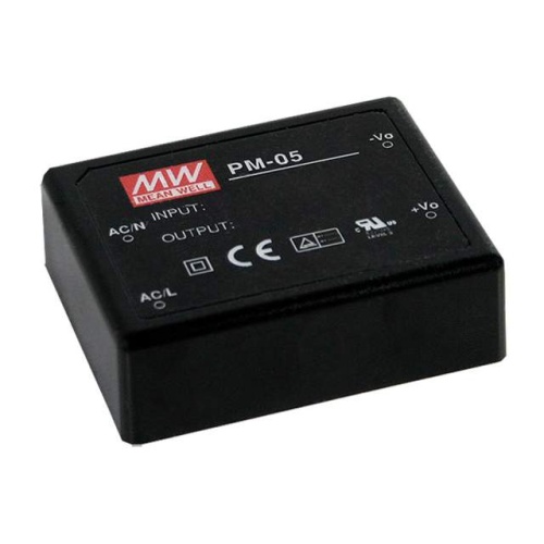 Источник питания AC-DC, 5 Вт, вход 85...264В AC 47...440 Гц, 120...370B DC, выход 12В/0,42А, изоляция 4000В AC, в кожухе 62,85х50х19,7мм, -20...+70C | код PM-05-12 | MeanWell