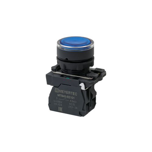 Кнопка синяя с подсветкой, 1NO, 24V AC/DC, IP65, пластик MTB5-AW36711 | код 137277 | MEYERTEC