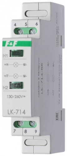 КОНТРОЛЬНЫЕ ЛАМПОЧКИ LK-714-1 Сигнализация наличия 2-х напряжений, варианты цвета (в любой вариации на заказ): ЗЕЛЁНЫЙ, ЖЕЛТЫЙ, КРАСНЫЙ, 1 модуль, монтаж на DIN-рейке 5-10 В AC/DC наличия 2-х напряжений IP20 | код EA04.007.038 | ЕВРОАВТОМАТ