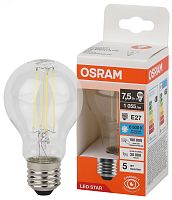 Лампа светодиодная филаментная LED Star Грушевидная 7,5Вт (замена 100Вт), 1055Лм, 6500К, цоколь E27 OSRAM | код 4058075687752 | LEDVANCE