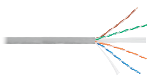 Кабель NIKOLAN U/UTP 4 пары, Кат.6 (Класс E), тест по ISO/IEC, 250МГц, одножильный, BC (чистая медь), 23AWG (0,55мм), внутренний, LSZH нг(А)-HFLTx, светло-серый, 305м - гарантия: 5 лет / 15 лет системная | код NKL 4140C-GY | NIKOLAN