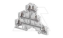 Клемма ZK2.5-T1 пружинный зажим, 6 контактов, 3 уровня замкнуты, 22А, 500В, серый | код 1SNK705511R0000 | Entrelec