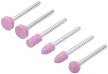 Шарошки для шлифовки изделий из стали и цветных металлов, алюминий-оксидные, мини, набор 6 шт | код 36924 | FIT