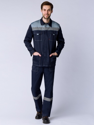 Костюм Галакт МВО (ткань Смесовая 50 50,220) полукомбинезон, темно-синий серый, 56-58 170-176 | код 87467159 | Факел