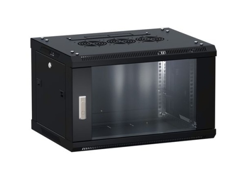 Шкаф настенный 19 TERACOM PRO 9U 600х450 мм дверь стеклянная с замком-ручкой чёрный | код TRP-WLL-0964-40B | EKF