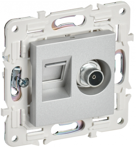 SKANDY Роз. двойная TV+RJ45 кат.6E SK-A15S сереб. IEK | код SK-AK20-2-K23 | IEK