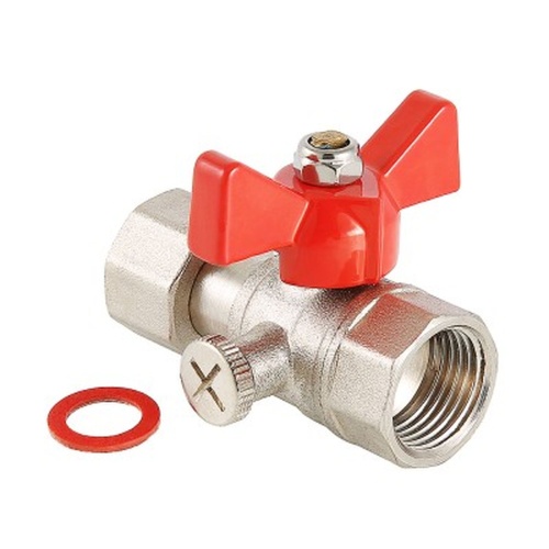 Кран шаровой для подключения манометра, 1/2"вн. -1/4"вн. | код. VT.807.N.0402 | VALTEC