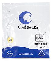 Cabeus PC-TEL-RJ12-0.5m Патч-корд телефонный 2х6р4с, белый, PVC, 0.5 м | код 7886c | Cabeus