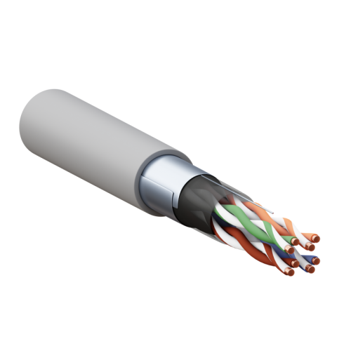 Кабель витая пара F/UTP кат.5E 4 пары 24 AWG solid PVC сер. TERACOM PRO | код TRP-5EFTP-04PVC-GY-IN3 | EKF