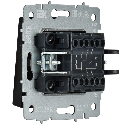BRITE Выключ. 2-кл. с инд. отел. 10А ВС10-2-9-БрЧ черн. IEK | код BR-V20-2-10-K02 | IEK фото 5
