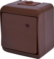 Выключатель лестничный с подсветкой (коричн.) (IP54) VHE-3L-KR | код 004668048 | ETI