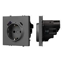 Механизм розетки с USB зарядкой SCT-NOBE-MUAC-SFPL-GR 230В 16А Arlight 054287