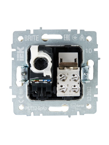 BRITE Розетка двойная RJ11+RJ45 кат.5E РК/Т12-БрКр бежевый | код BR-KT20-O-1-K10 | IEK фото 4
