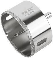 Коронка кольцевая по керамограниту, камню и кафелю алмазная с центровочным сверлом 80х70 мм | код 16228 | FIT