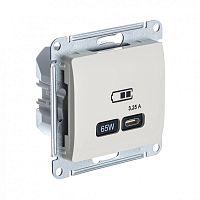 GLOSSA USB РОЗЕТКА тип-C 65Вт высокоскор.заряд. QC, PD, механизм, БЕЖЕВЫЙ | код GSL000227 | Systeme Electric