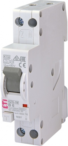 Диффер. автоматический выкл. KZS-1M B 6/0,1 тип A (6kA) (нижн. подключ.) | код 002175431 | ETI