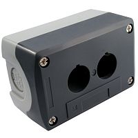 Кнопочный пост RUICHI GB5-D02, 2-х местный, IP40/IP65, 10 А, 67х67х105 мм, открытой установки, серый/черный | код 66304 | Ruichi