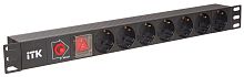 ITK PDU 7 розеток нем. стандарт, с LED выключателем и защитой от перенапряжения, без шнура, вх. C14, алюминиевый профиль | код PH13-7D3 | IEK