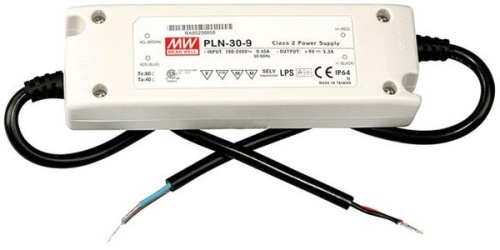 Источник питания AC-DC, 30Вт, IP64, вход 90…264В AC, 47…63Гц , ККМ, выход12В рег.-10%/2.5A, рег. 3...-25%, изоляция 3000В AC, в кожухе 147х47х30мм, -30…+40С | код PLN-30-12 | MeanWell