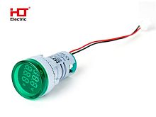 Индикатор значения тока и напряжения AD-22 (LED) d22мм зеленый IP54 HLT | код 085-06-260| HLT