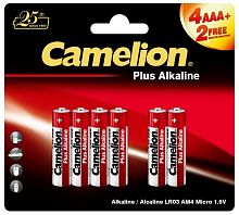 Элемент питания AAA/LR03 1.5В Plus Alkaline 4+2LR03-BP (блист.6шт) | код 14112 | Camelion