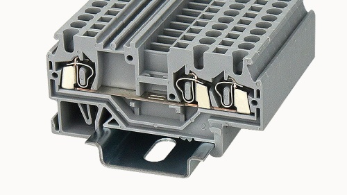 WS2.5-TW-01P-11-00Z(H) Клеммный блок (клеммник) проходной пружин. (1 на 2 конт.), на DIN-рельс TS-35/TS-32, сеч. пров. 28-14AWG/ до 2.5 кв.мм, до 600В/15А, серый изол., шир. 5.0 мм | код 11030000231 | DEGSON