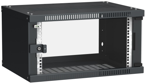 ITK Шкаф настенный LINEA WE 6U 600х450мм дверь стекло черный | код LWE5-06U64-GF | IEK